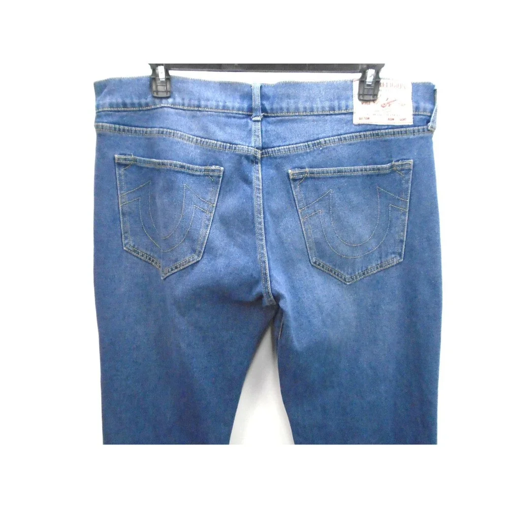 True Religion Ricky Jeans Men 36 Relaxed Straight Leg Med Wash Whiskered Stretch